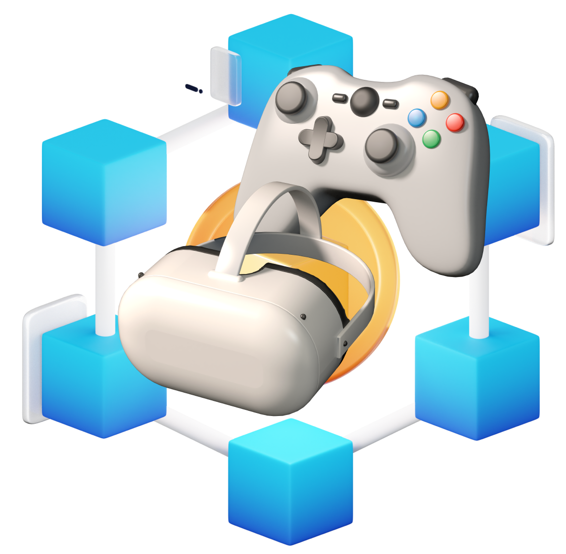 joystick de juego y gafas